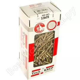 Оконные саморезы с буром tech-krep 3,9х25 500 шт желтые коробка с ок. 138588