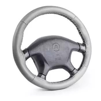 Оплетка для перетяжки руля autoprofi натуральная кожа нить игла серый м sam-200 gy m