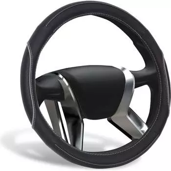 Оплетка на руль SIGMA экокожа, вставки Карбон под хват с серой окантовкой, M, черный AZARD GROUP OPLA0180