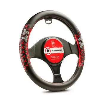 Оплетка руля AUTOPROFI AP-2051 BK RD M