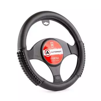 Оплетка руля autoprofi экокожа ap-1947 bk bk m