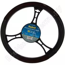 Оплетка руля dollex d=38 см черная с вставками под дерево opl-38221