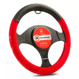 Оплетка руля AUTOPROFI AP-2022 BK RD M