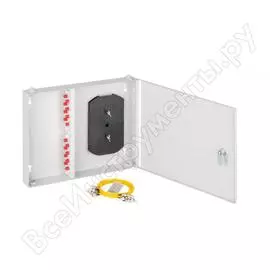 Оптический кросс nikomax настенный, укомплектованный на 16 портов, стальной nmf-wp16fcus2-ib-gy