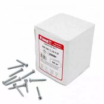 Острый оцинкованный саморез КВАДРА 3.9x32 DIN7981 500 шт. 813932003500