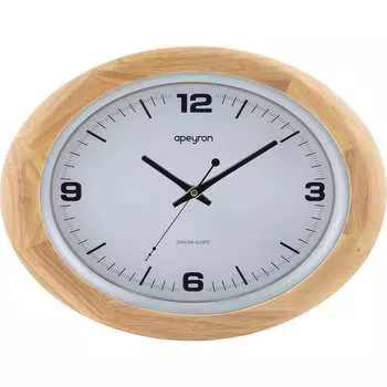 Овальные настенные часы Apeyron циферблат baton, светлое дерево массив гевеи, размер 41.2x31.2 см WD2207-998-2