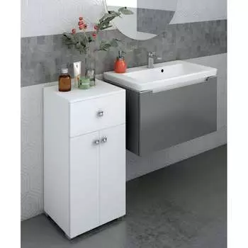 Пенал SANTREK Виола 2 двери, 1 ящик, белый, 400x836x350 316051