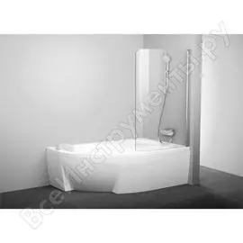 Перегородка (шторка, ширма) на борт ванны одноэлементная, с поворотной частью ravak cvsk1 rosa 160/170 r, правое, профиль блестящий, прозрачное стекло 7qrs0c00y1 00000035461