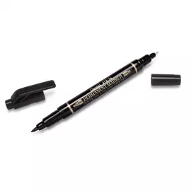 Перманентный двусторонний маркер pentel pentwintip черный, 0.3х0.6мм, 0.8х1.2 мм. n75w-a