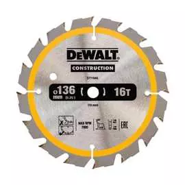 Пильный диск construct 136х10 мм, 16т, atb +20град dewalt dt1946