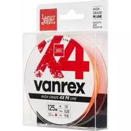 Плетеная леска Lucky John Vanrex х4 BRAID Fluo Orange 125/017 LJ4113-017