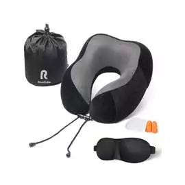 Подушка для путешествий roadlike travel kit velvet с эффектом памяти, черная 292242