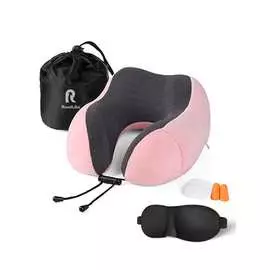 Подушка для путешествий roadlike travel kit velvet с эффектом памяти, розовая 292238