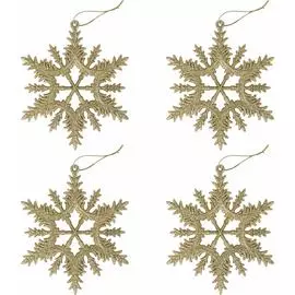 Подвесное елочное украшение Золотая сказка Снежинка золотистая 591132