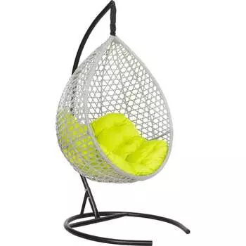 Подвесное кресло-кокон Лаура Montblanc серый + каркас, подушка салатовая MONB 509