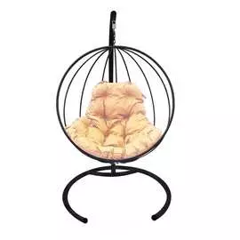Подвесное кресло m-group круг без ротанга, черное, бежевая подушка 7930095240940