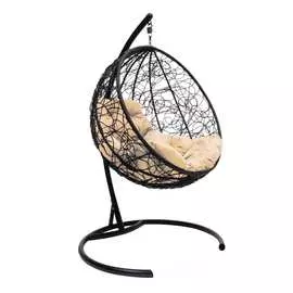 Подвесное кресло m-group круг ротанг, черное, бежевая подушка 7930095240667