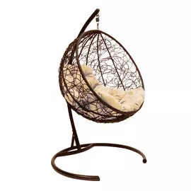 Подвесное кресло m-group круг ротанг, коричневое, бежевая подушка 7930095240599