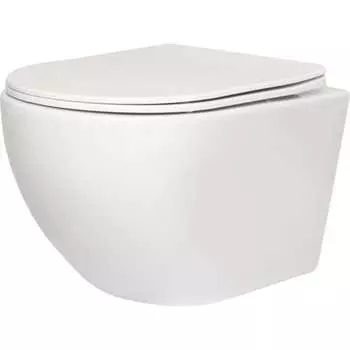 Подвесной безободковый унитаз San More Fiaba белый, с сиденьем микролифт SMT971901