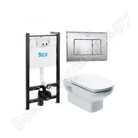Подвесной унитаз, инсталляция, кнопка, сиденье roca пэк м/л dama senso 893104090 00000055580