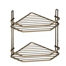 Полка для ванной комнаты и кухни fora угловая, двойная, бронза for-128