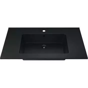 Полувстраиваемая раковина для ванной uperwood Parma Quartz_85 см, черная матовая, космос 291003011