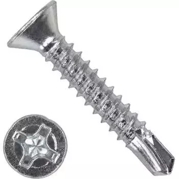 Потайной оцинкованный саморез-сверло КВАДРА 4.2x13, DIN7504Р, 1000 шт. 504201351000