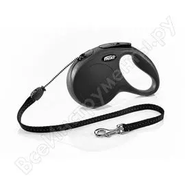 Поводок-рулетка flexi new classic xs 3м до 8кг трос, чёрный 22429 80654
