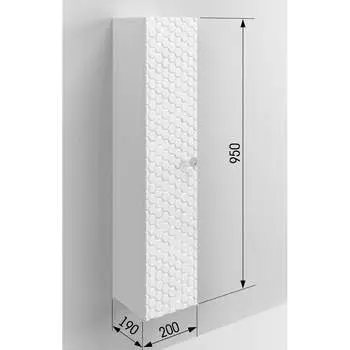 Притуалетный подвесной шкаф SANTREK ПШТ (вертикальный) "Соната" 1 дверь, белый, правый, 200x950x190 316061