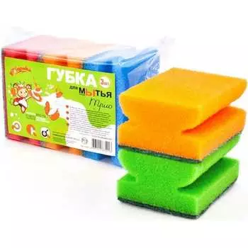 Профильная губка для посуды Золушка Трио 4323