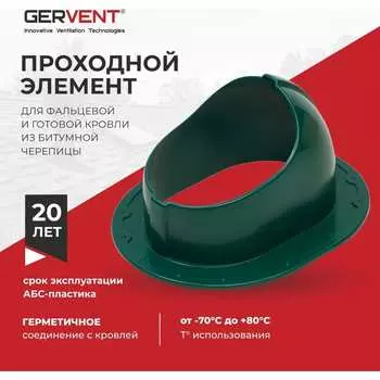 Проходной элемент для фальцевой и готовой кровли Gervent ПЭБ/зел