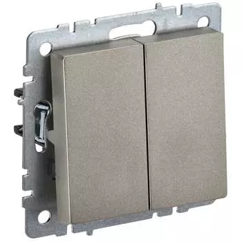 Проходной двухклавишный выключатель IEK Brite вс10-2-6-брш BR-V22-0-10-K37