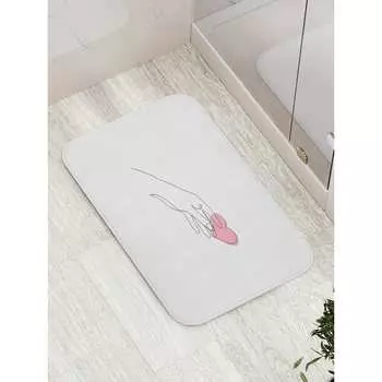 Противоскользящий коврик для ванной JOYARTY Сердце в руках bath_422677