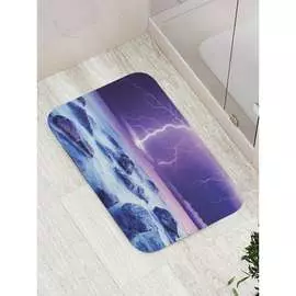 Противоскользящий коврик для ванной, сауны, бассейна JOYARTY Молнии в тумане bath_3863