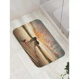 Противоскользящий коврик для ванной, сауны, бассейна JOYARTY Мост у деревни bath_2726