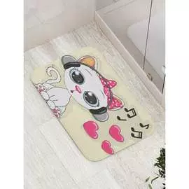 Противоскользящий коврик для ванной, сауны, бассейна JOYARTY Кошке нравится музыка bath_15494