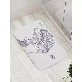 Противоскользящий коврик для ванной, сауны, бассейна JOYARTY Цветочный боди арт bath_19075