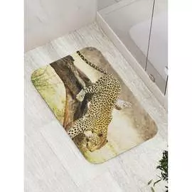Противоскользящий коврик для ванной, сауны, бассейна JOYARTY Леопард на дереве bath_10440