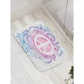 Противоскользящий коврик для ванной, сауны, бассейна JOYARTY Знак хиппи с узорами bath_14924
