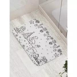 Противоскользящий коврик для ванной, сауны, бассейна JOYARTY Санта готов к работе bath_19404