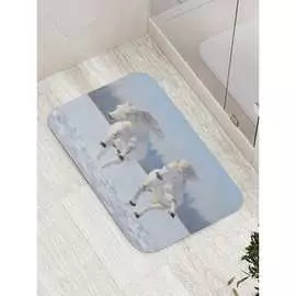 Противоскользящий коврик для ванной, сауны, бассейна JOYARTY Белые лошади bath_7575