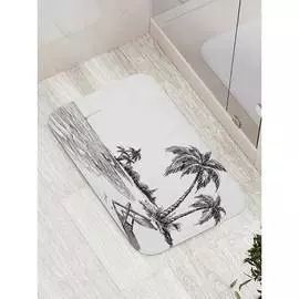 Противоскользящий коврик для ванной, сауны, бассейна JOYARTY Забытый на пляже лежак bath_17725