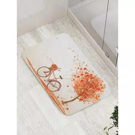 Противоскользящий коврик для ванной, сауны, бассейна JOYARTY На велосипеде за листьями bath_17799