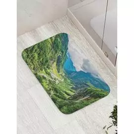 Противоскользящий коврик для ванной, сауны, бассейна JOYARTY Зеленистые горы до неба bath_16183