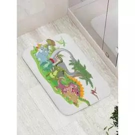Противоскользящий коврик для ванной, сауны, бассейна JOYARTY Динозавры играются bath_12665