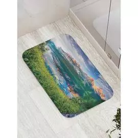 Противоскользящий коврик для ванной, сауны, бассейна JOYARTY К горной реке за цветами bath_15311
