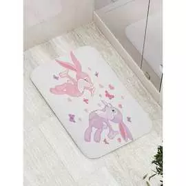 Противоскользящий коврик для ванной, сауны, бассейна JOYARTY Влюбленные кролики bath_13605