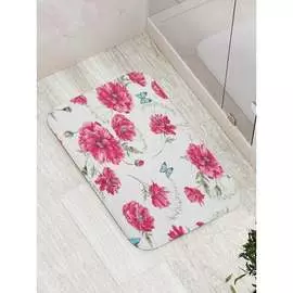 Противоскользящий коврик для ванной, сауны, бассейна JOYARTY Цветочная феерия с бабочками bath_13600