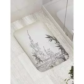 Противоскользящий коврик для ванной, сауны, бассейна JOYARTY Цветущее дерево с пальмами bath_10013