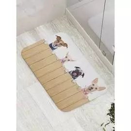 Противоскользящий коврик для ванной, сауны, бассейна JOYARTY Подглядывающие собаки bath_10677